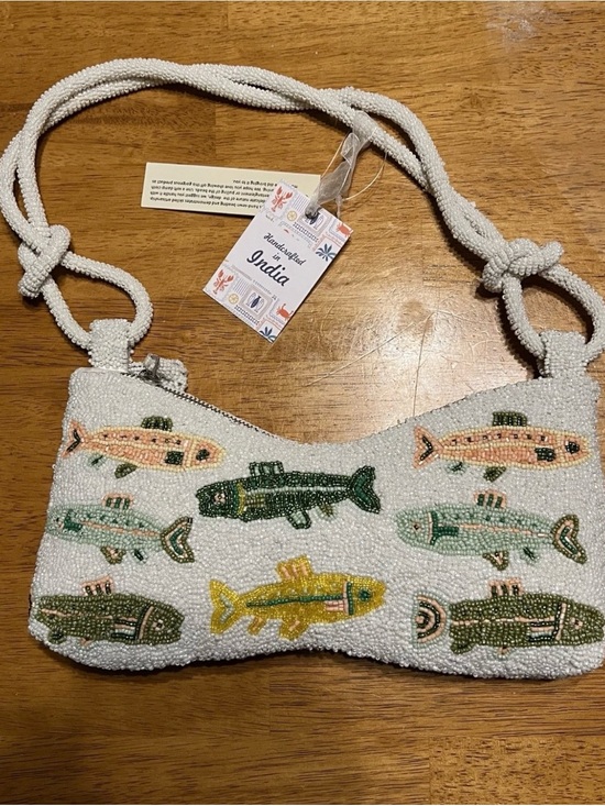 T.J.Maxx Handbags - ❗️Viral Handcrafted In India Fishy Beaded Shoulder Bag- NWT rare fish theme 🐟